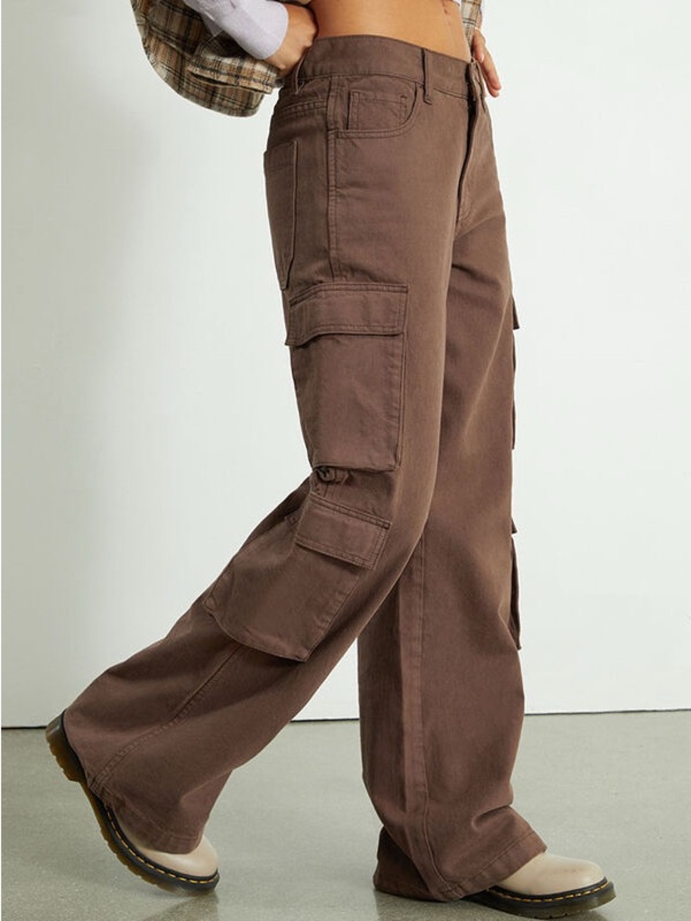 Wide Leg Cargo with Elastic Waist Pants in Brown - PacSun
